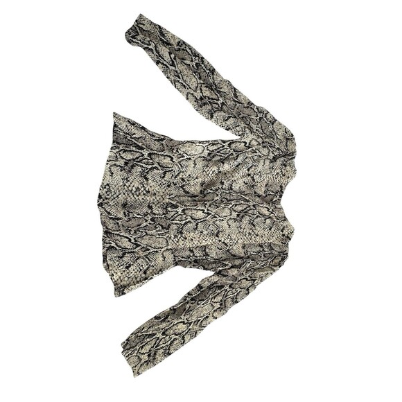 Reformation Pinched Shoulder Snake Print Blouse Top Size 4 Python Long Sleeve - Picture 6 of 11